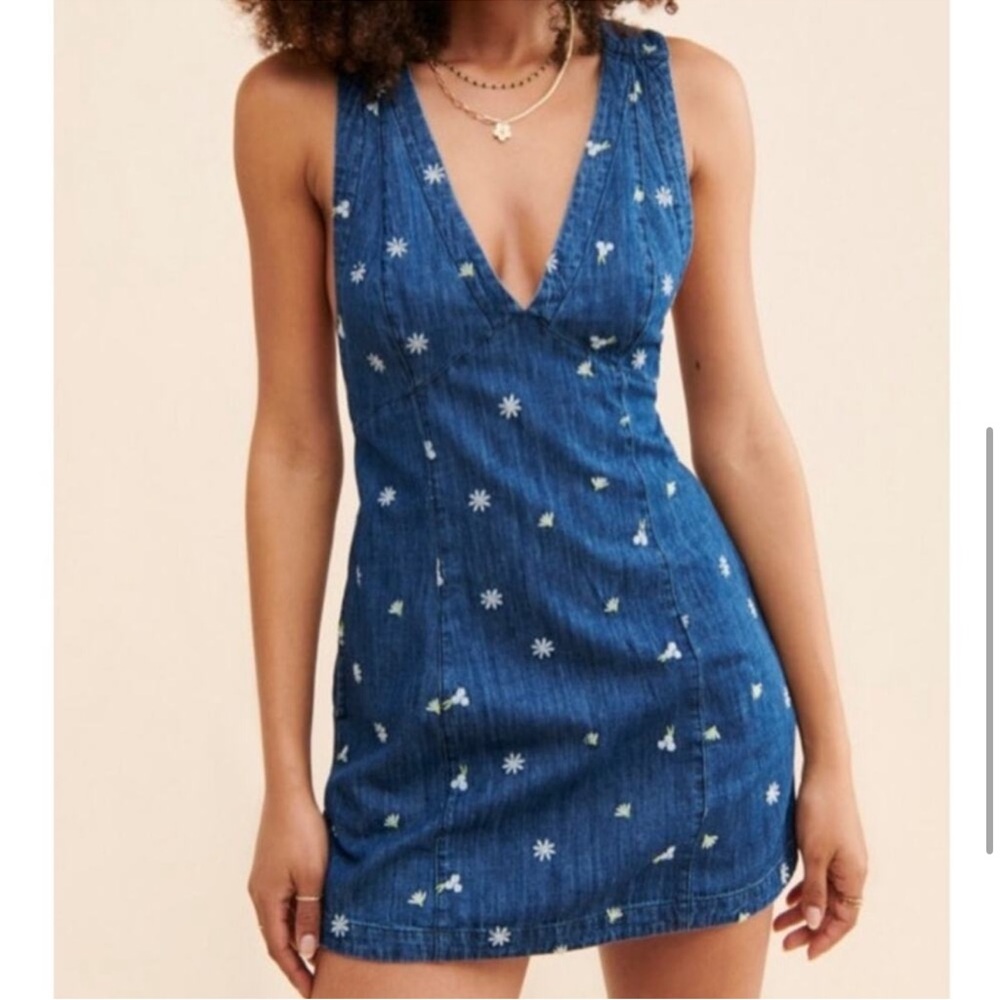 Free People Corinne Denim Mini Dress NWT